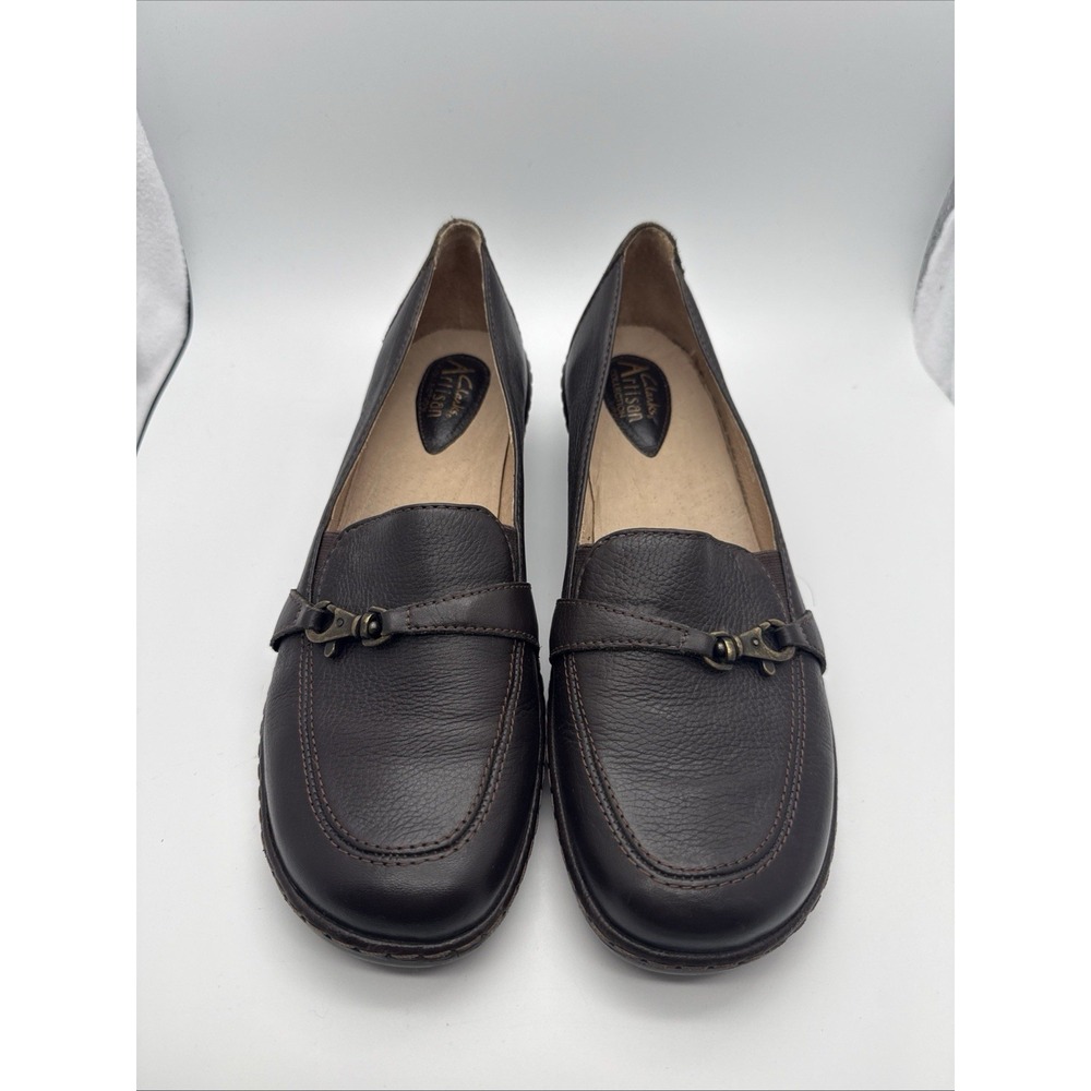 Clarks Artisan Women's Brown Leather Penny Loafer Slip-On Shoes 10 Narrow